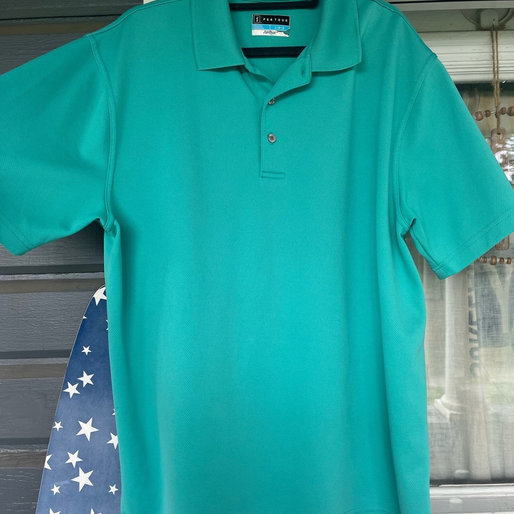 PGA Tour airflex teal Polo golf shirt men’s large